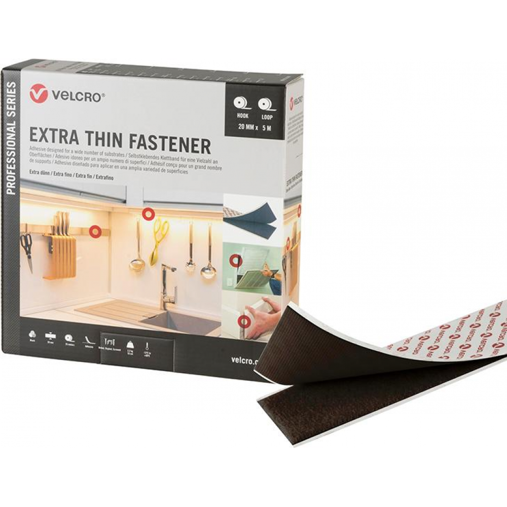 Klettband Extra Thin Fastener 20mm x 5m schwarz VELCRO