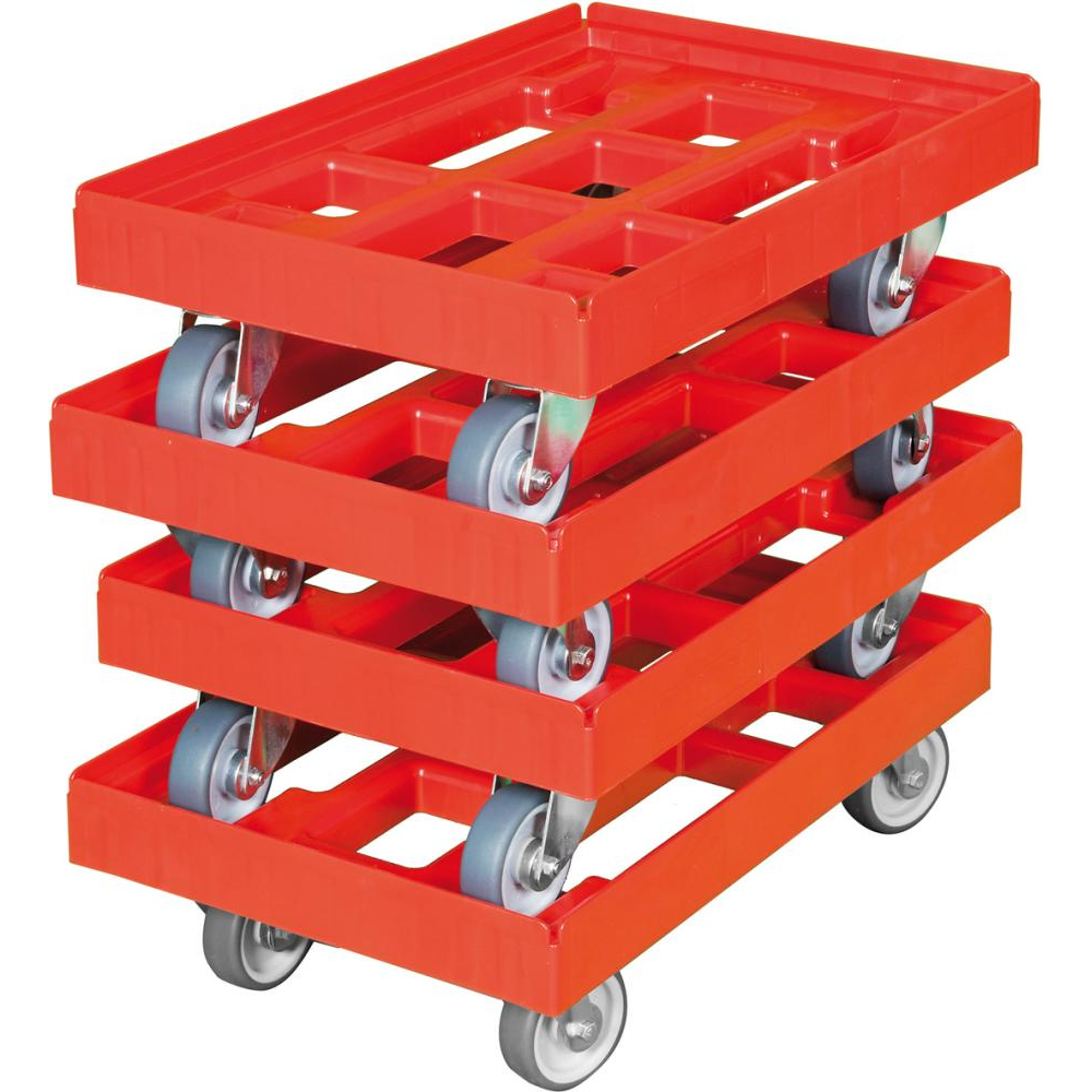 Transportroller für alle Euro-Normkästen B410x T610 mm rot Traglast 300kg