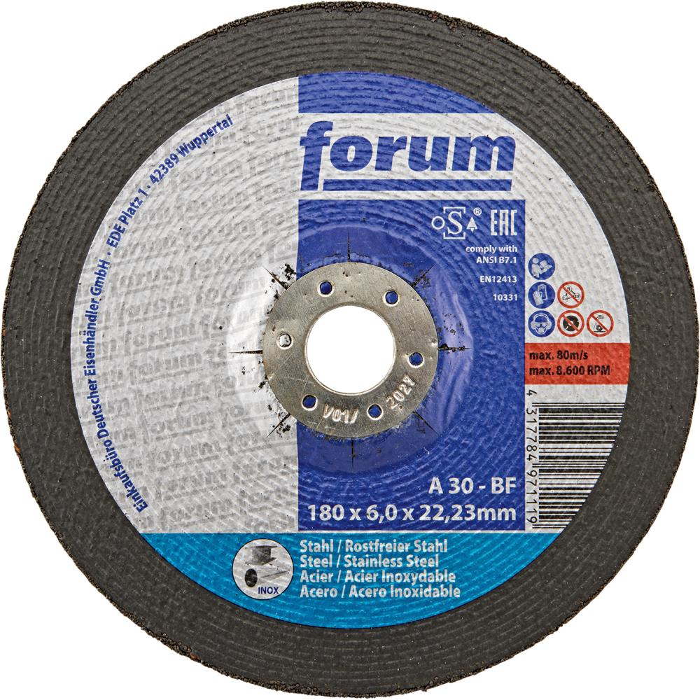 Schruppscheibe Stahl/INOX180 x 6 mm, T42 gekröpft FORUM