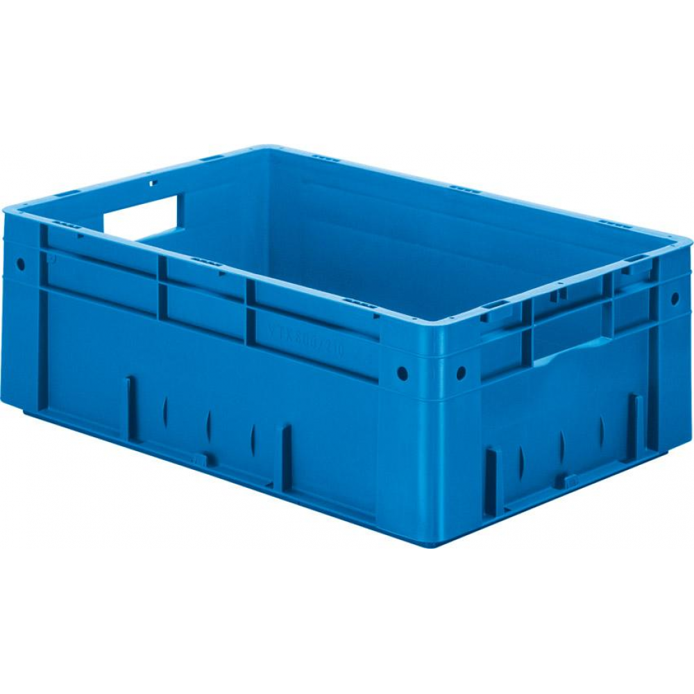 Transportkasten VTK 600/210-0 Transport-Stapelkasten B600x T400x H210 mm blau Auflast 700kg mit Griffloch