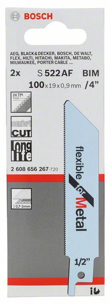 Bosch Säbelsägeblatt S 522 AF, Flexible for Metal, 2er-Pack