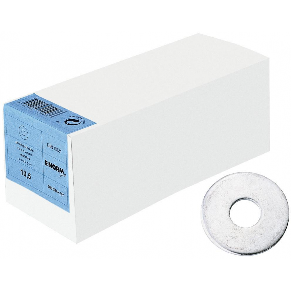 U-Scheibe 13 mm DIN 9021 gescheuert 140/100 HV verzinkt E-NORMpro KP