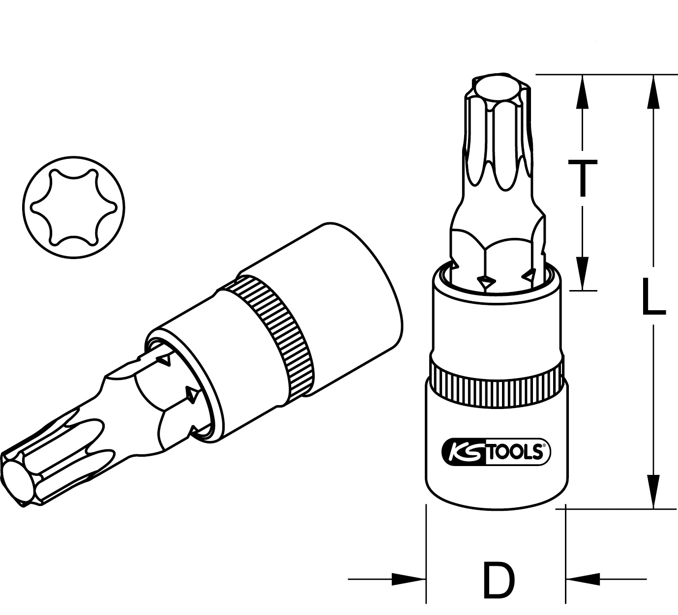 KSTOOLS 1/2" Bit-Stecknuss Torx, T50