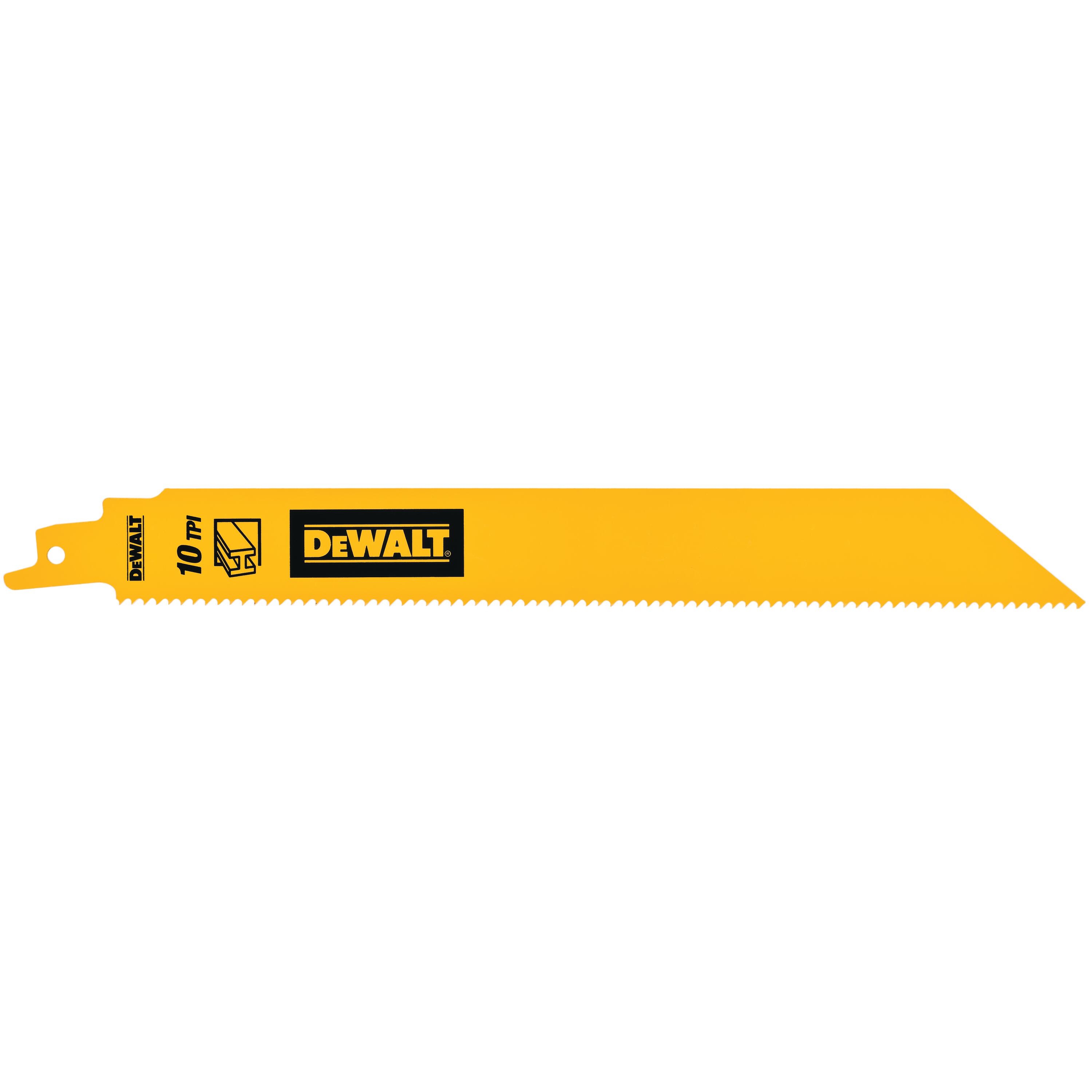 Dewalt DT90386-QZ,  Saebelsaegeblatt BIM 1Z Metall 228mm, Saebelsaegeblatt Bi-Metall 1" Heavy Duty fuer Metall 228mm 10TPI, 5 Stueck