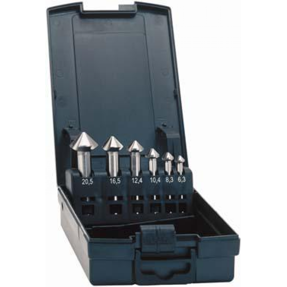 Kegel- und Entgratsenker-Satz ADVANCED LINE, 90° mit Rotastop-Schaft, blank Kegelsenker DIN335 HSSE 90Grad CBN-geschliffen Form C 6,3-25,0mm EXA