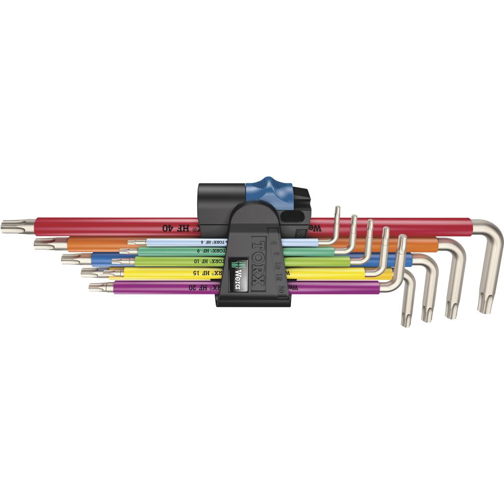Winkelschraubendreher-Satz für TORX, mit Haltefunktion, lang, Nr. 3967/9 TX SXL Winkelschraubendreher- Satz Edelstahl 9-teilig T8-T40 Halfefunkt