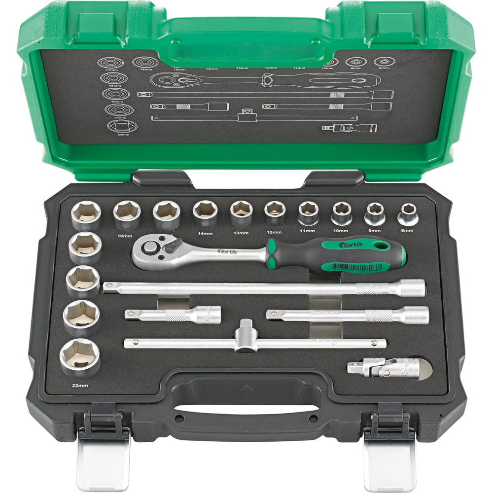 Steckschlüssel-Garnitur 3/8" - 20t FORTIS