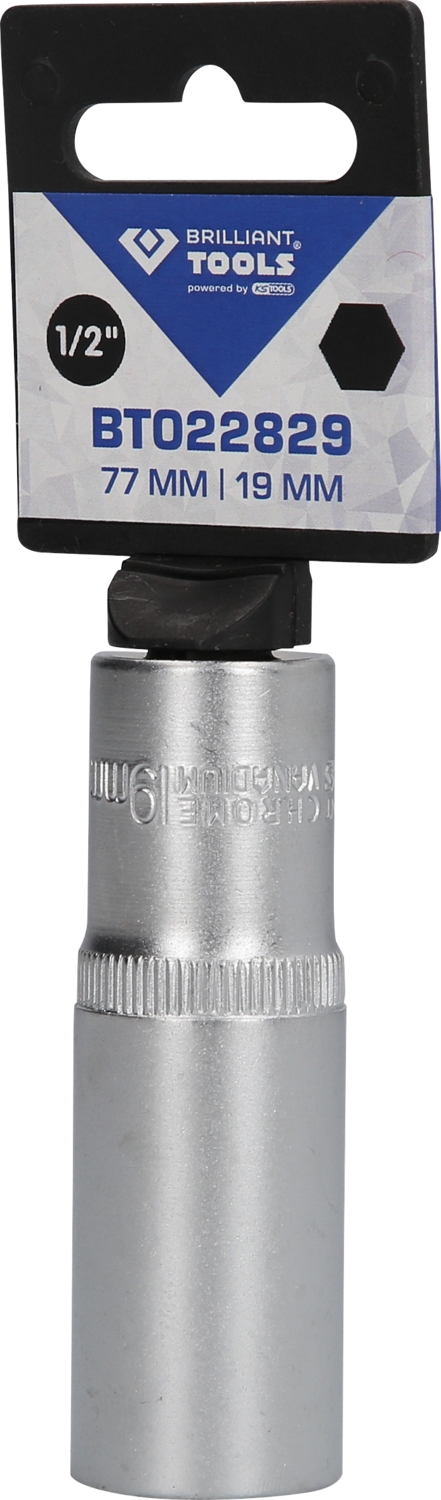 Brilliant Tools  1/2" Sechskant-Stecknuss, lange Ausführung, 19 mm