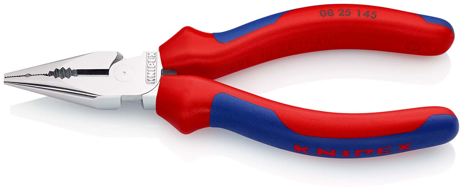 Spitz-Kombinationszange verchromt mitMehrkomponenten-Griffen145mm KNIPEX