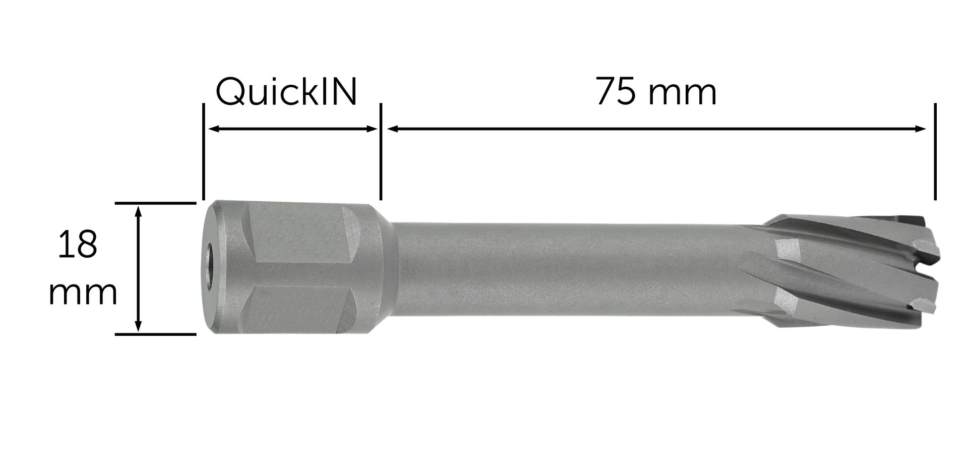 FEIN HM Ultra 75 Kernbohrer mit QuickIN-Aufnahme, Bohr-Ø 27 mm, Schnitttiefe 75 mm 63127772010