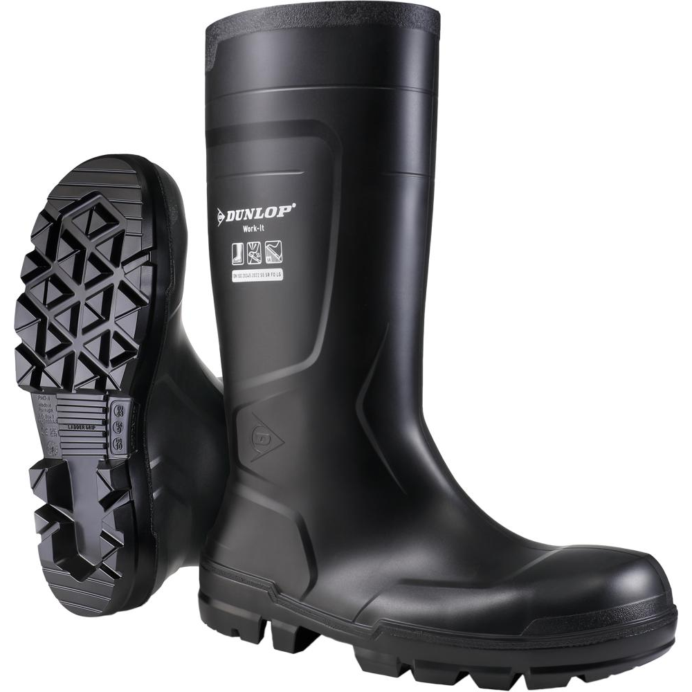 Sicherheitsstiefel Work-It full safety, S5 SR FO LG Stiefel BLACK PVC LO Gr.45 DUNLOP