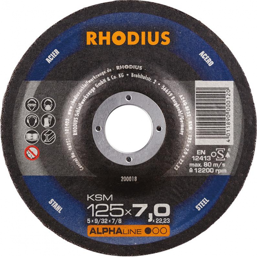 Schruppscheibe KSM für Stahl 125 x 7,0mm Rhodius
