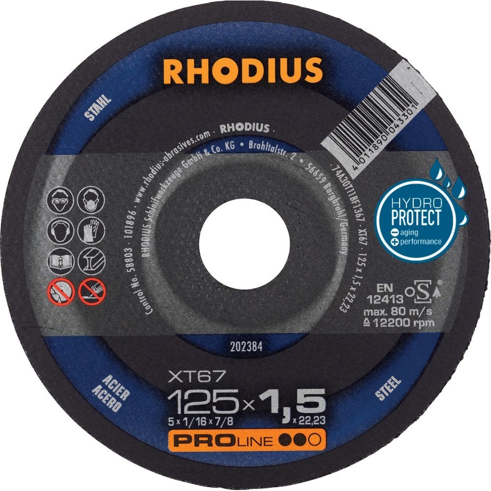 Trennscheibe XT67 für Stahl 125 x 1,5mm Rhodius