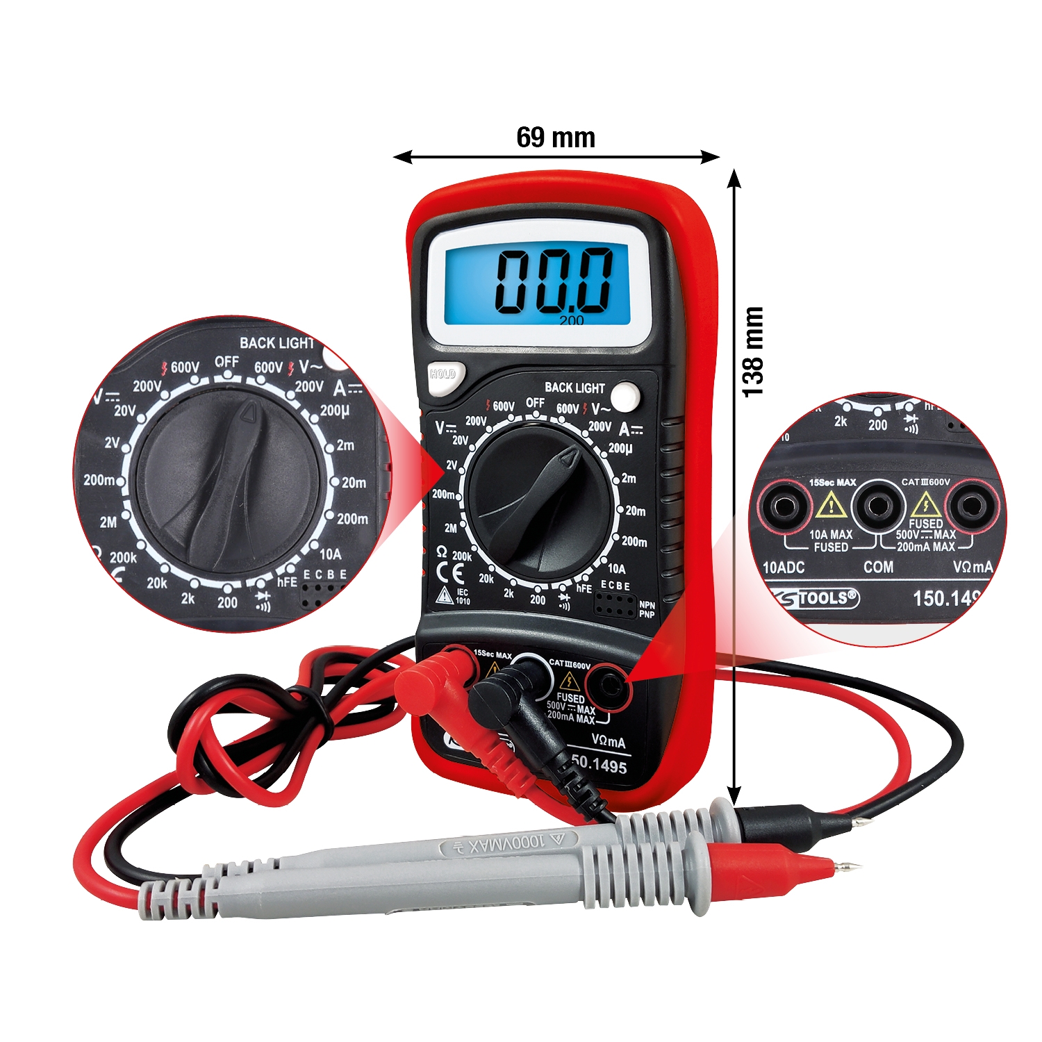 KSTOOLS Digital Multimeter inkl. Prüfspitzen