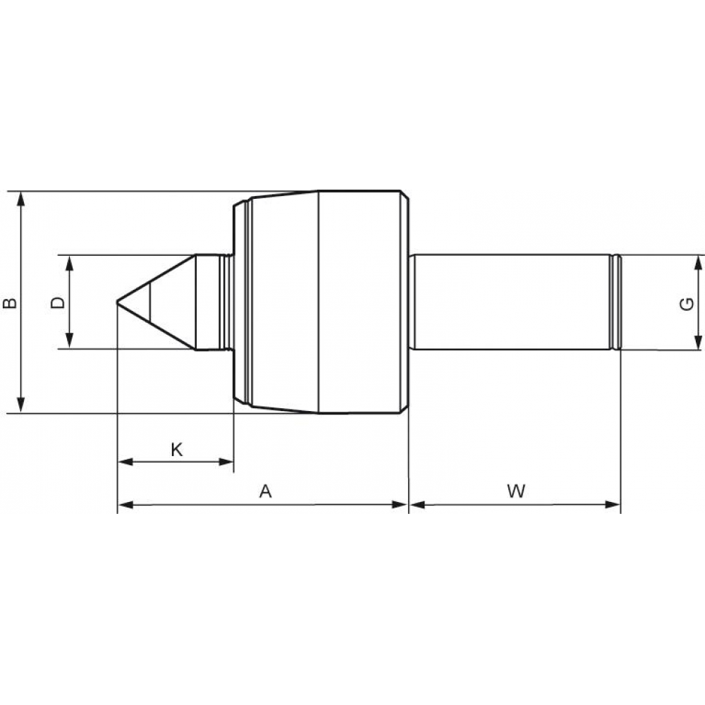 Zentrierspitze Pro, mitlaufend, mit Zylinderschaft Körnerspitze K106HZA 25mm RÖHM