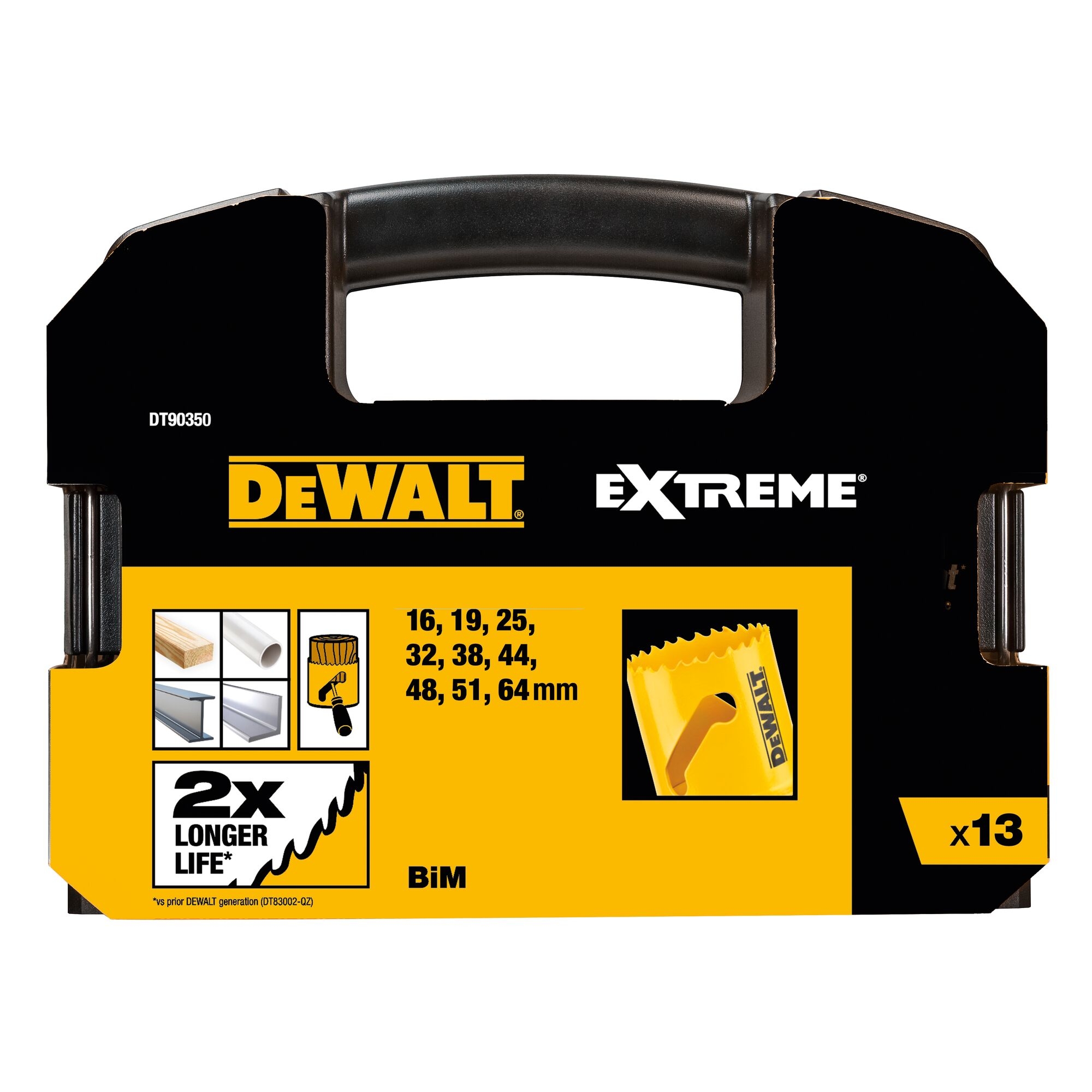 Dewalt DT90350-QZ,  Lochsaegen-Set BIM Universal, 13-tlg., Lochsaegen-Set Bi-Metall Extreme, Universal-Set im Transportkoffer 13-tlg.