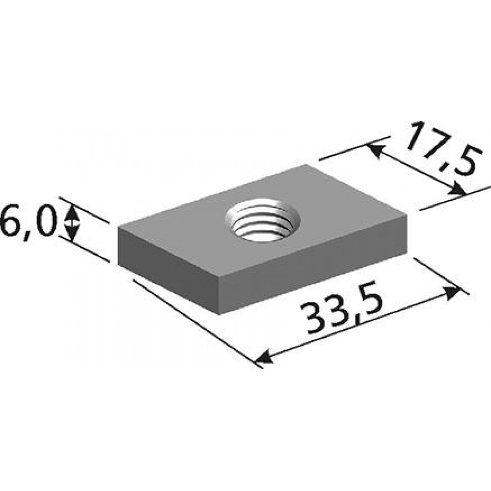 Hammerkopf-Gewindeplatte M12 38/17 verzinkt Handelsverpackung
