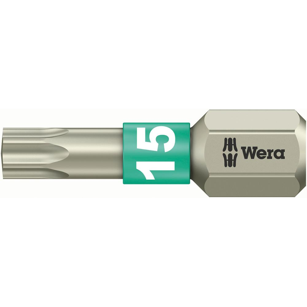 Bit 1/4" für TORX-Schrauben, Edelstahl, Nr. 3867/1 TS rostfrei DIN 3126 C6,3 T15x25mm Wera