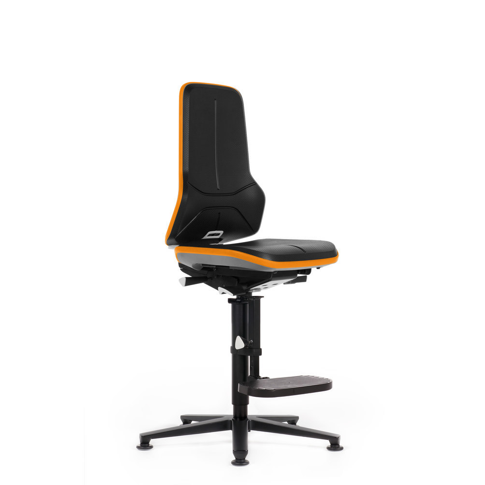 Basisstuhl Modell Neon mit Synchrontechnik Bimos Arbeitsstuhl orange,ohne Polster Sitzhöhe 590-870 mm m. Gleiter/Aufstiegshilfe