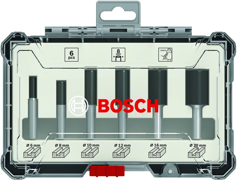 Bosch Fräser-Set, 6-teiliges Nutfräser-Set, 8-mm-Schaft. Für Handfräsen