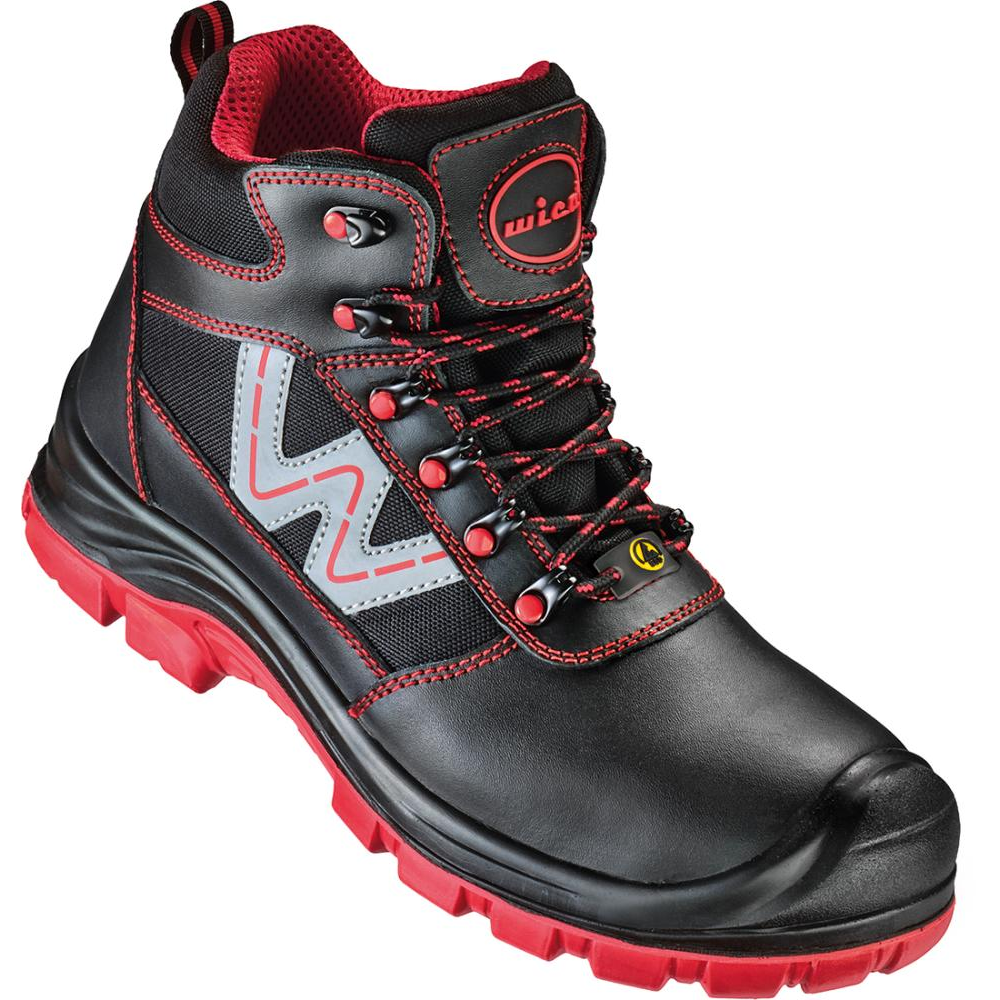 Sicherheitsstiefel Canelli, S3 FO SR ESD Schnüstiefel Schwarz/rot Gr, 36. Wica
