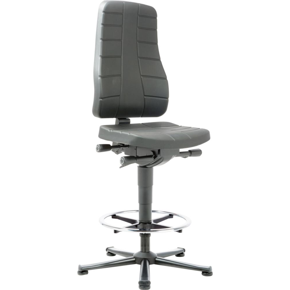 Arbeitsstuhl Modell All-In-One 3 Bimos 9641-2000 Sitzhöhe 570-830 mm mit Gleiter, PU schwarz