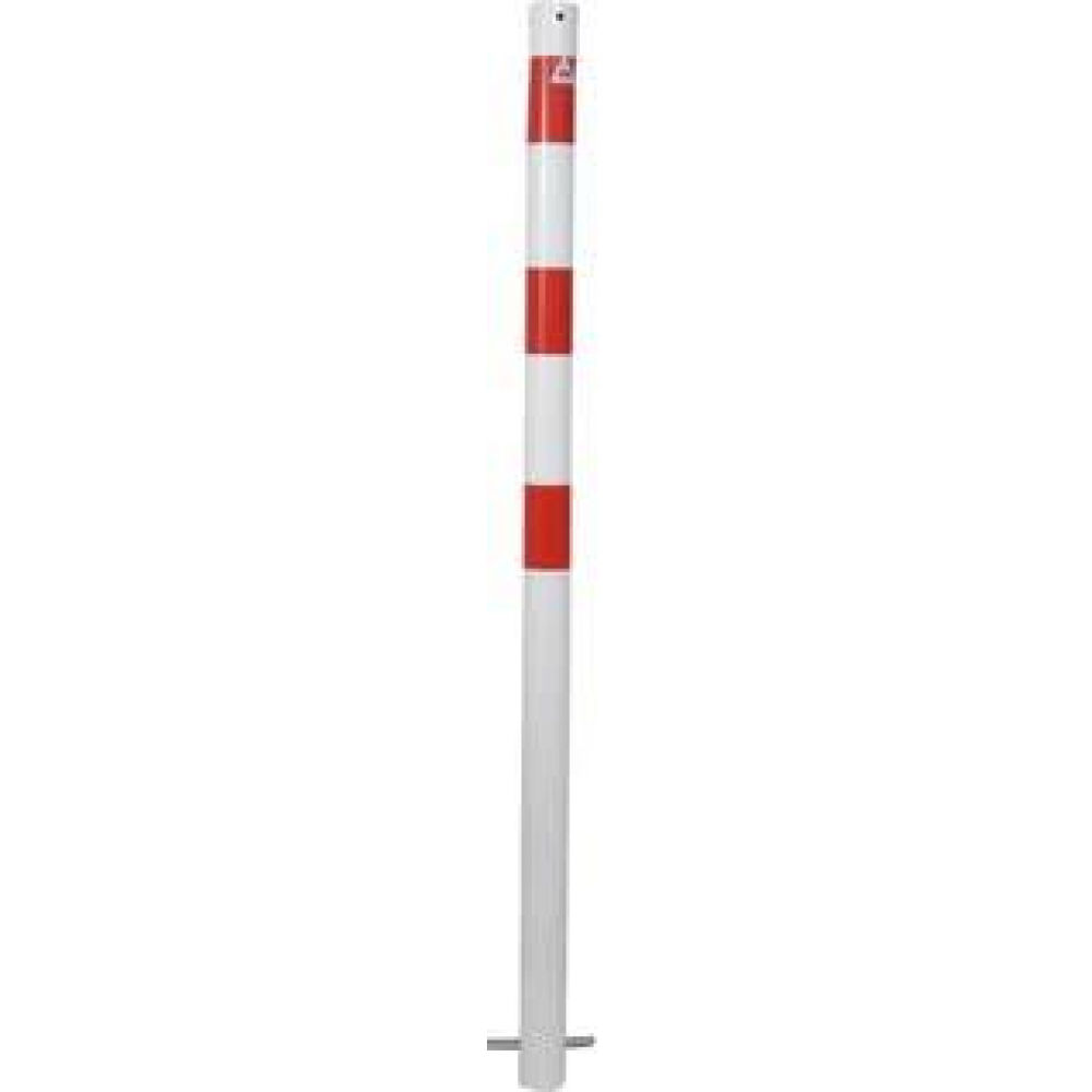 Absperrpfosten, ortsfest, zum Einbetonieren, rund rot/weiß H1300x D60 mm 2 Ösen Schake