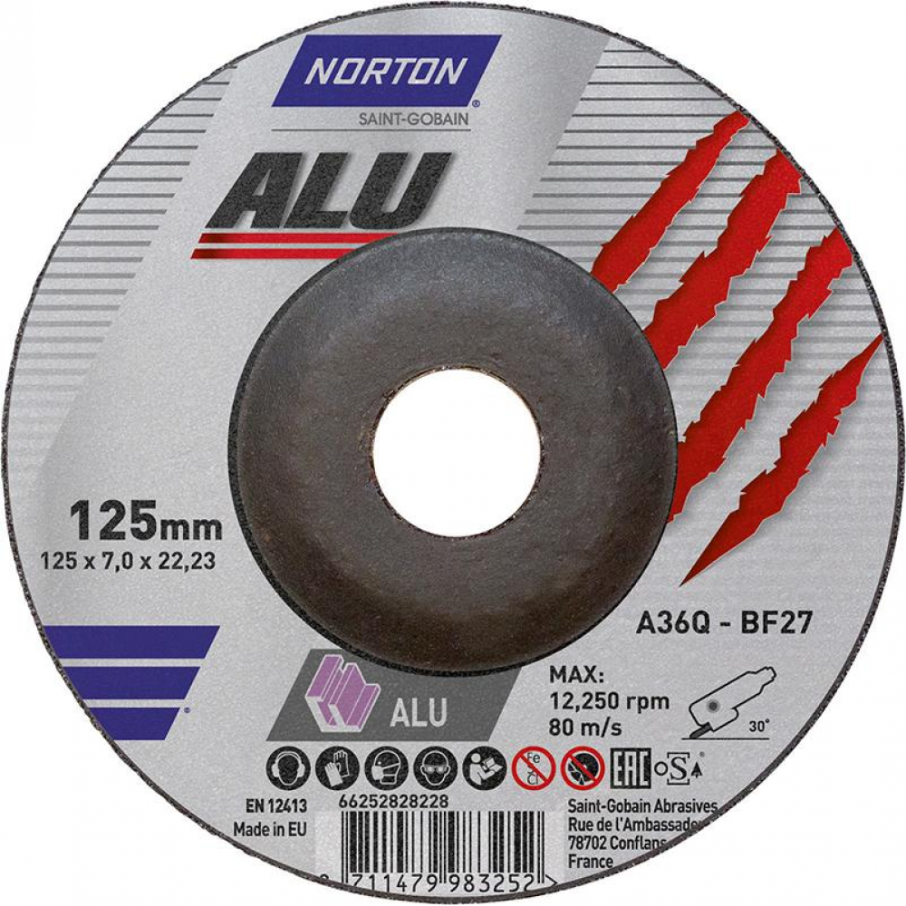 Schruppscheibe ALU gekröpft 125x7,0 mm