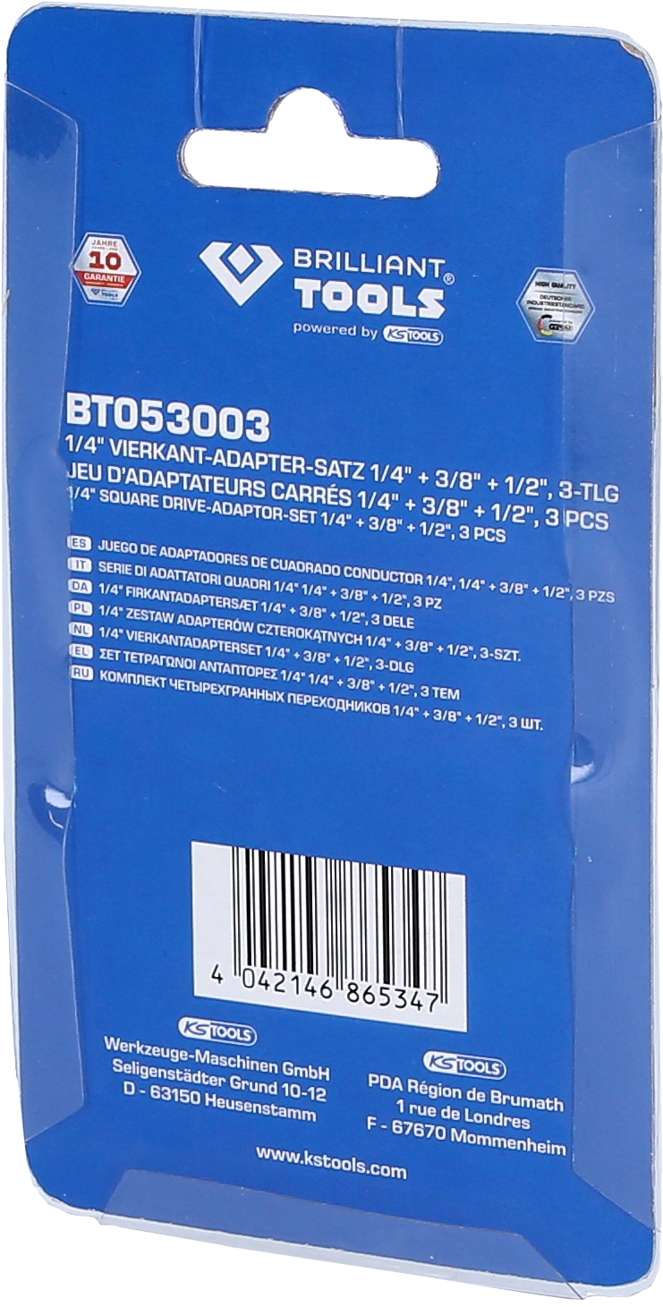 Brilliant Tools  1/4" Vierkant-Adapter-Satz 1/4" + 3/8" + 1/2", 3-tlg