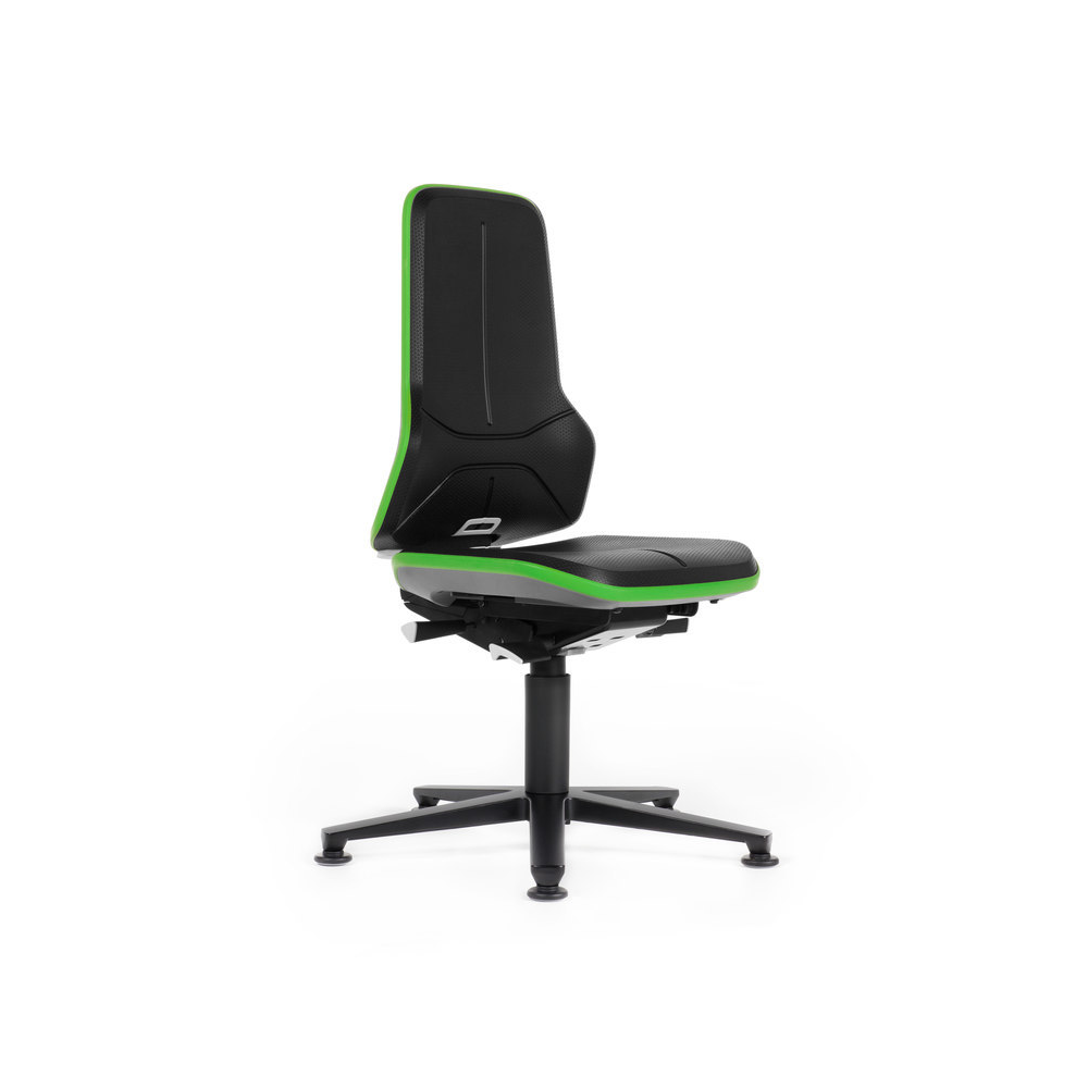 Basisstuhl Modell Neon mit Synchrontechnik Bimos Arbeitsstuhl grün, ohne Polster Sitzhöhe 450-620 mm Gleiter