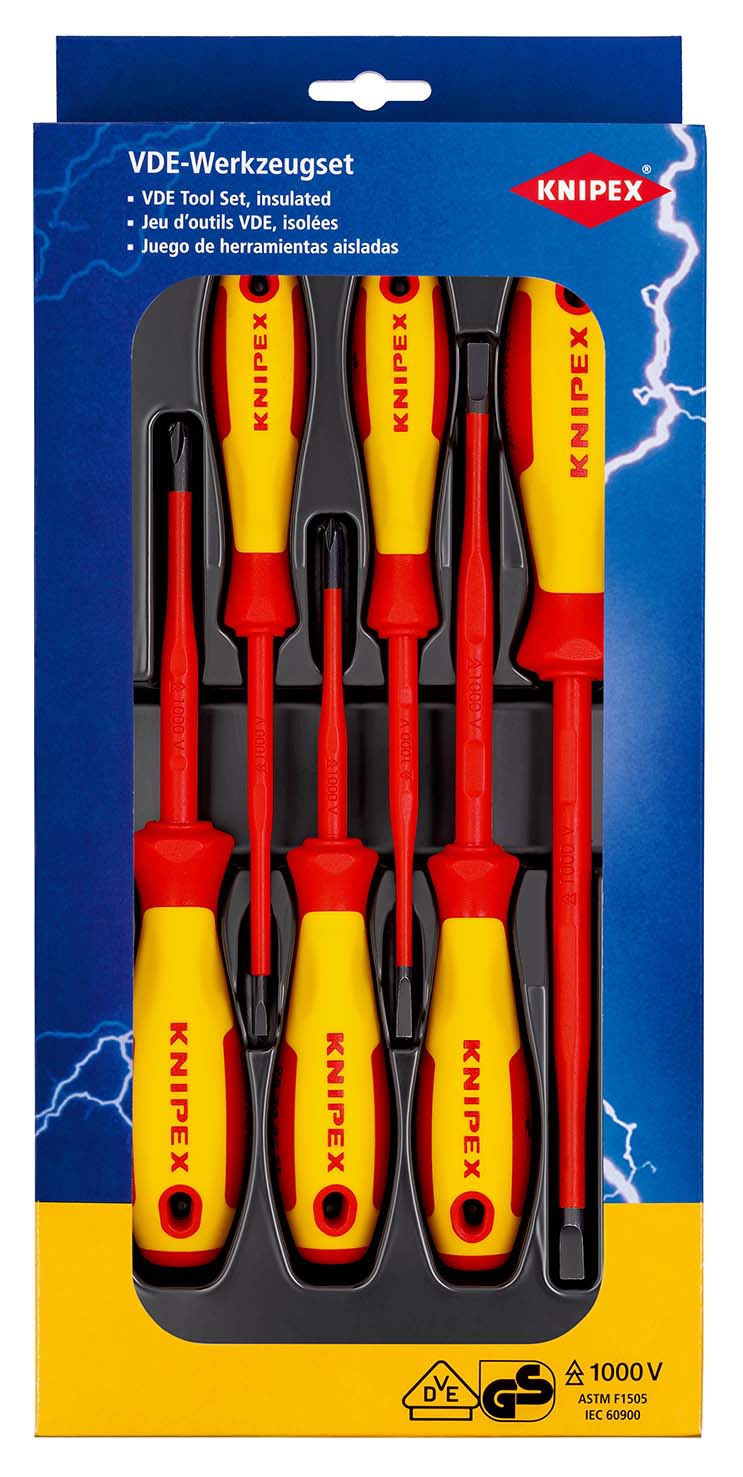 KNIPEX 00 20 12 V02 VDE Schraubendreher-Paket Schlitz / Phillips®  (SB-Karte/Blister)