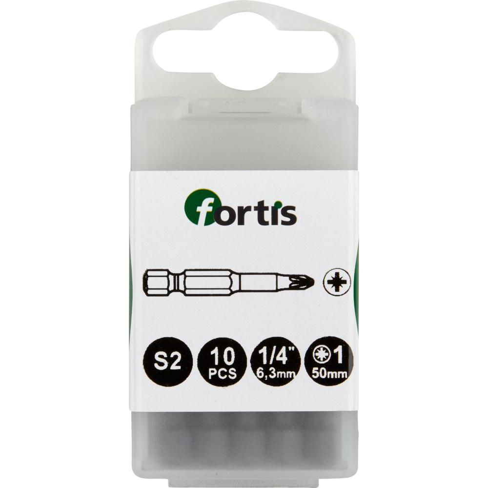 Bit 1/4" für Kreuzschlitz-Schrauben PZ zähhart DIN3126 E6,3 PZ1x50mm 10er Pack FORTIS