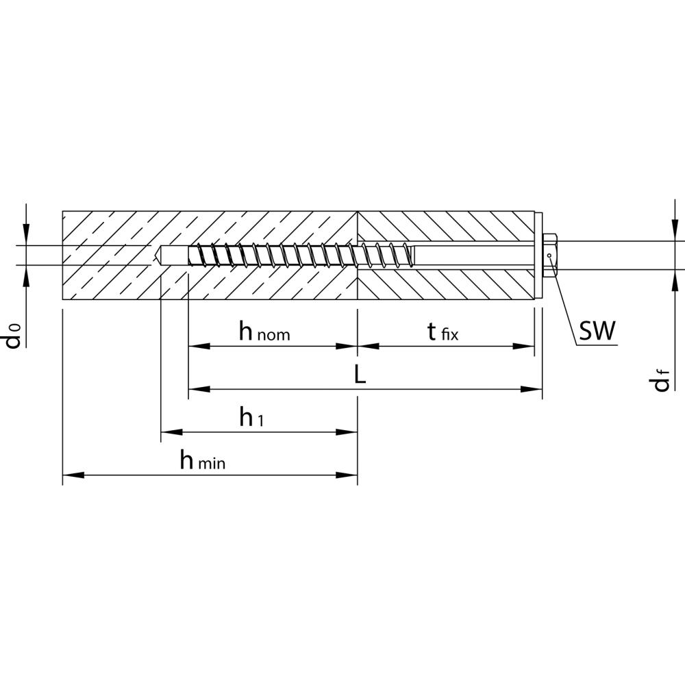 Schwellenanker 12x280/190/205 DIN 440 mit Scheibe blau verzinkt MULTI-MONTI®-plus S HECO-MMSplus-S