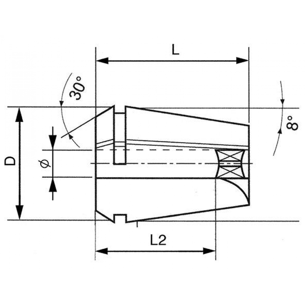 Spannzange ER40, mit Innen-4-kant Vierkant ER40-16,0x12,0 FORTIS