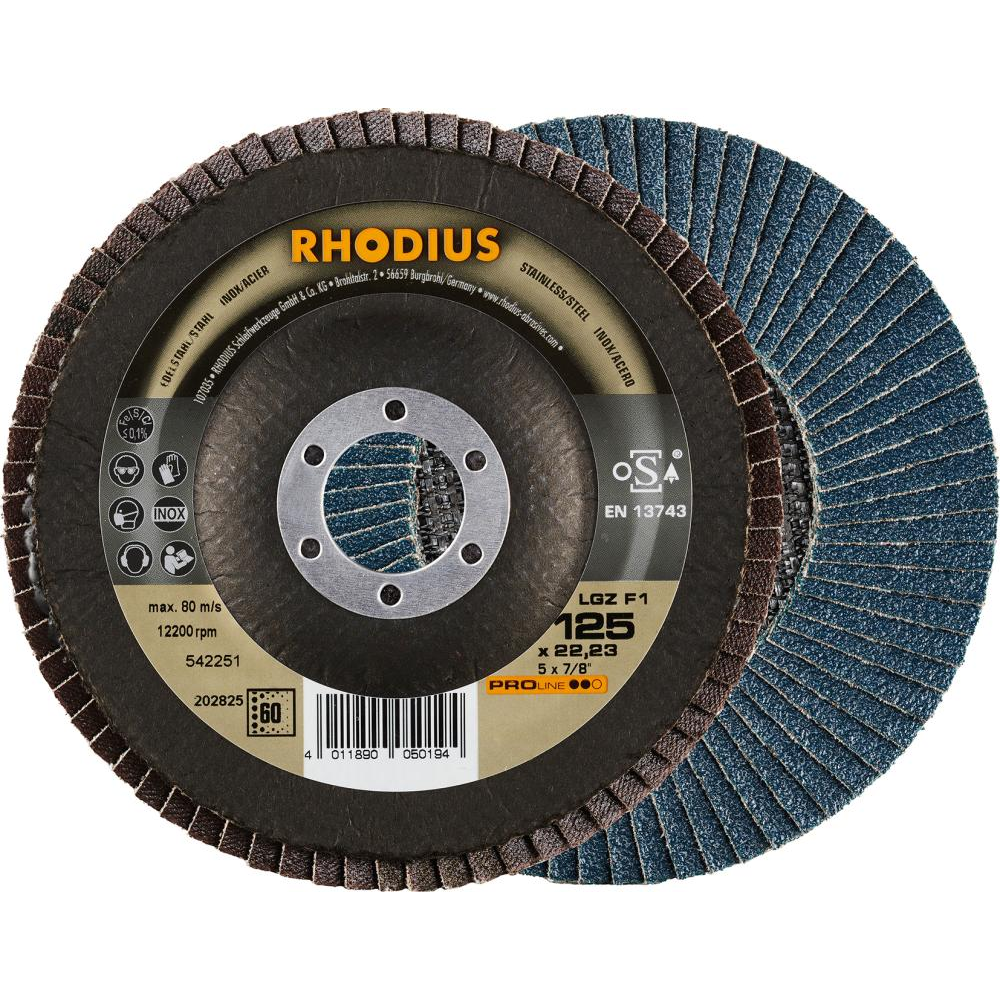 Fächerschleifscheibe LGZ F1, gerade F1125mm K 60 Rhodius