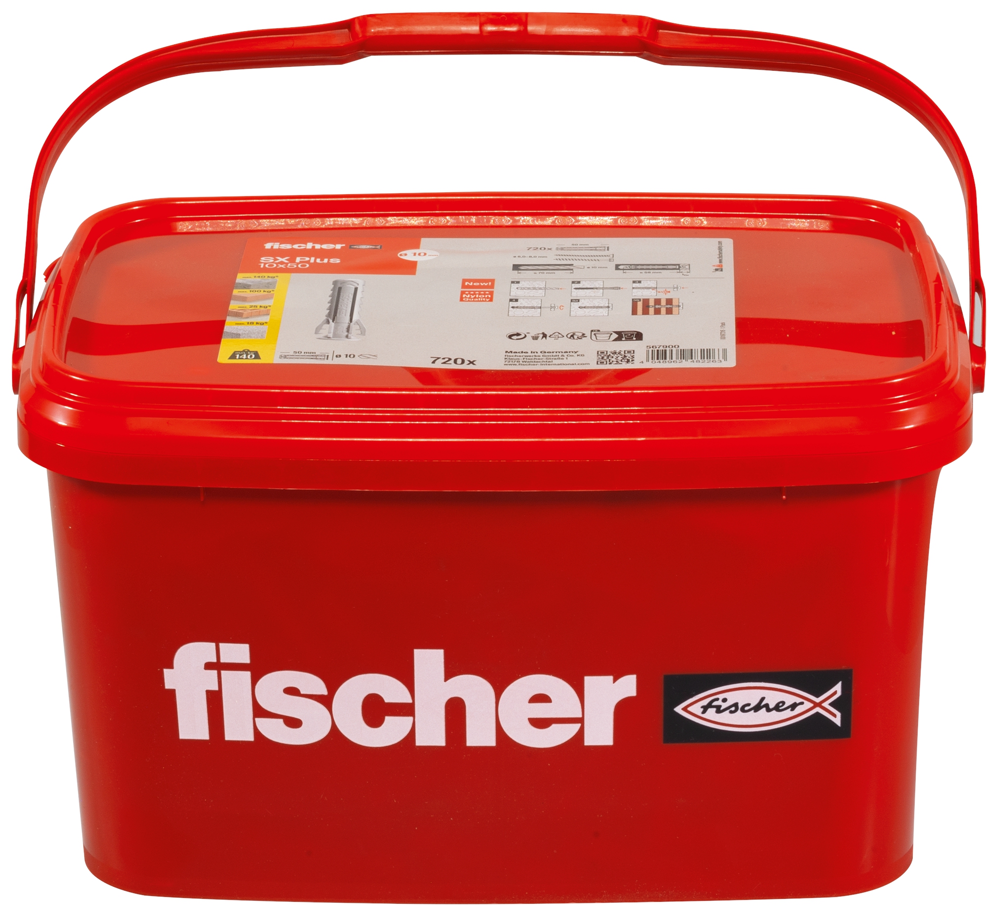 Fischer SX Plus 10 x 50 im Eimer. Der Spezialist im Vollbaustoff.