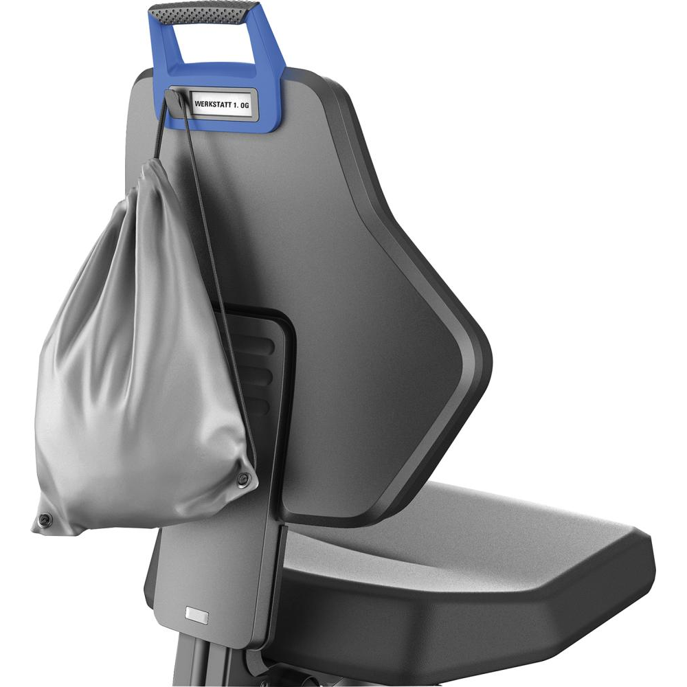 Arbeitsstuhl mit Rollen Integralschaum - blauer Griff FORUM