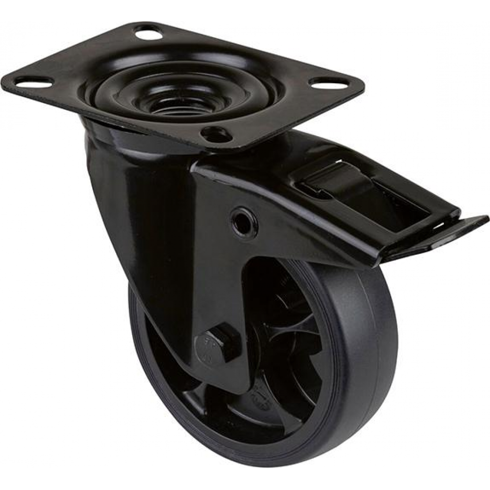 Lenkrolle mit Totalfeststeller L820.B44.06 L820.B44.101.06mit Platte, 100 B 32mm,110kg TPR