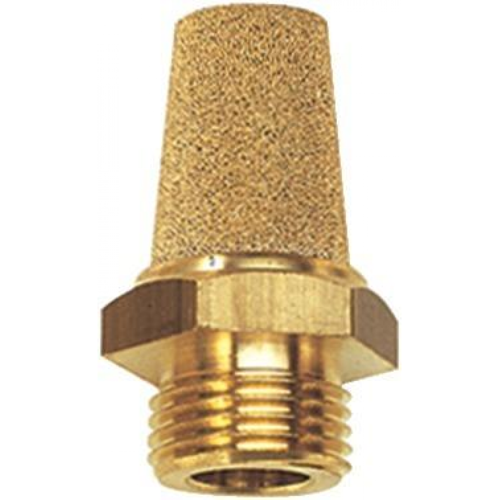 Schalldämpfer aus Sinterbronze, sechskant, Messing-Gewinde Sinterbonce-Schalldämpfer Messing, AG G1/8", SW 12 RIEGLER