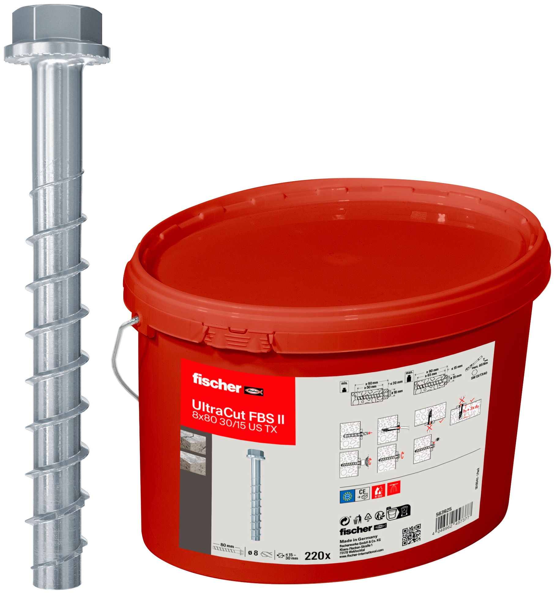 Fischer UltraCut FBS II 8x80 30/15 US TX (220). Die leistungsstarke Betonschraube für höchsten Montagekomfort.