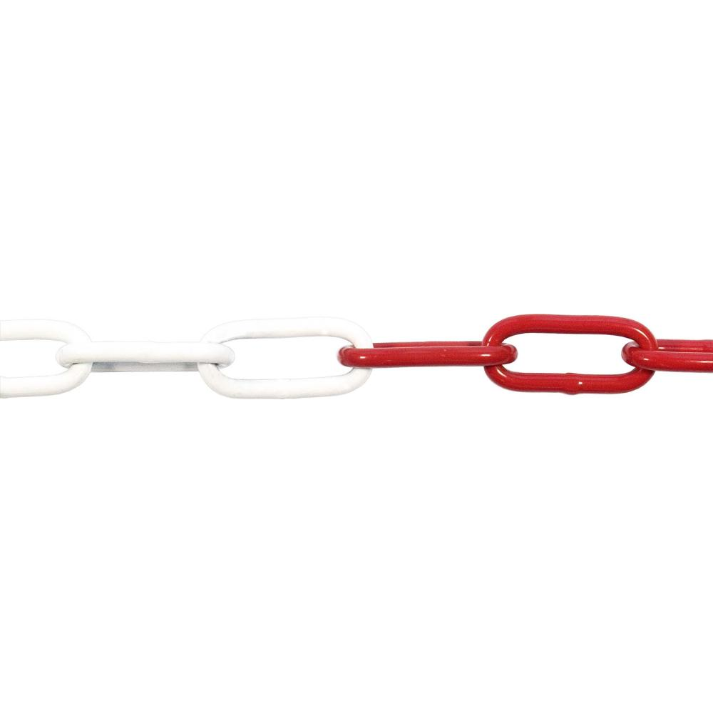 Schweißkette 6,0 mm DIN 5685 Form C langgliedrig verzinkt rot-weiß lackiert Bundware 30m