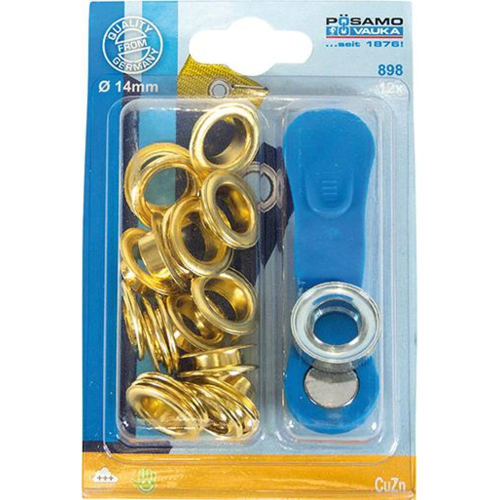 Öse mit Scheibe 14 mm Innendurchmesser Messing blank SB 12 Stück