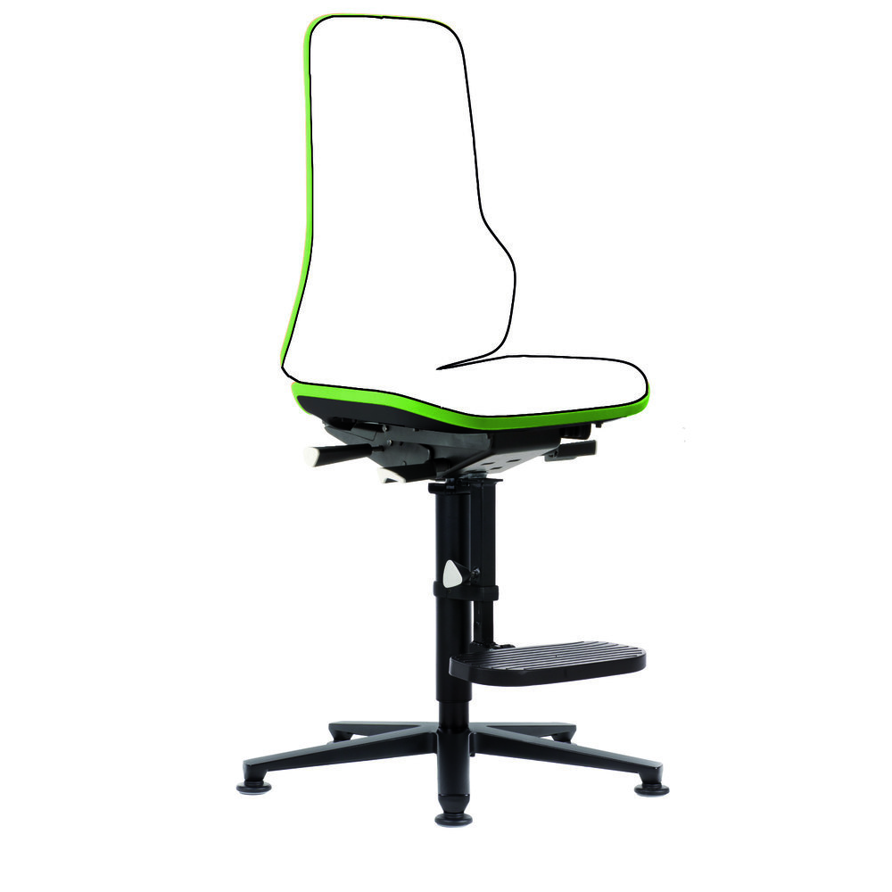 Basisstuhl Modell Neon mit Synchrontechnik Bimos Arbeitsstuhl grün, ohne Polster Sitzhöhe 590-870 mm m. Gleiter/Aufstiegshilfe