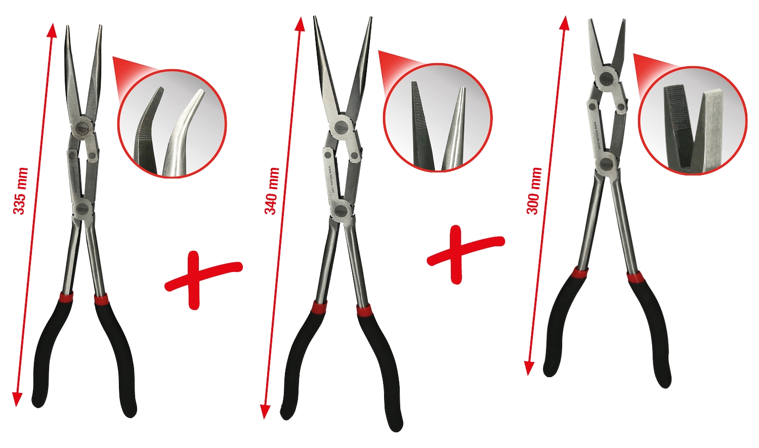 KSTOOLS Aktion Doppelgelenk-Zangen-Satz, XL, 3-tlg