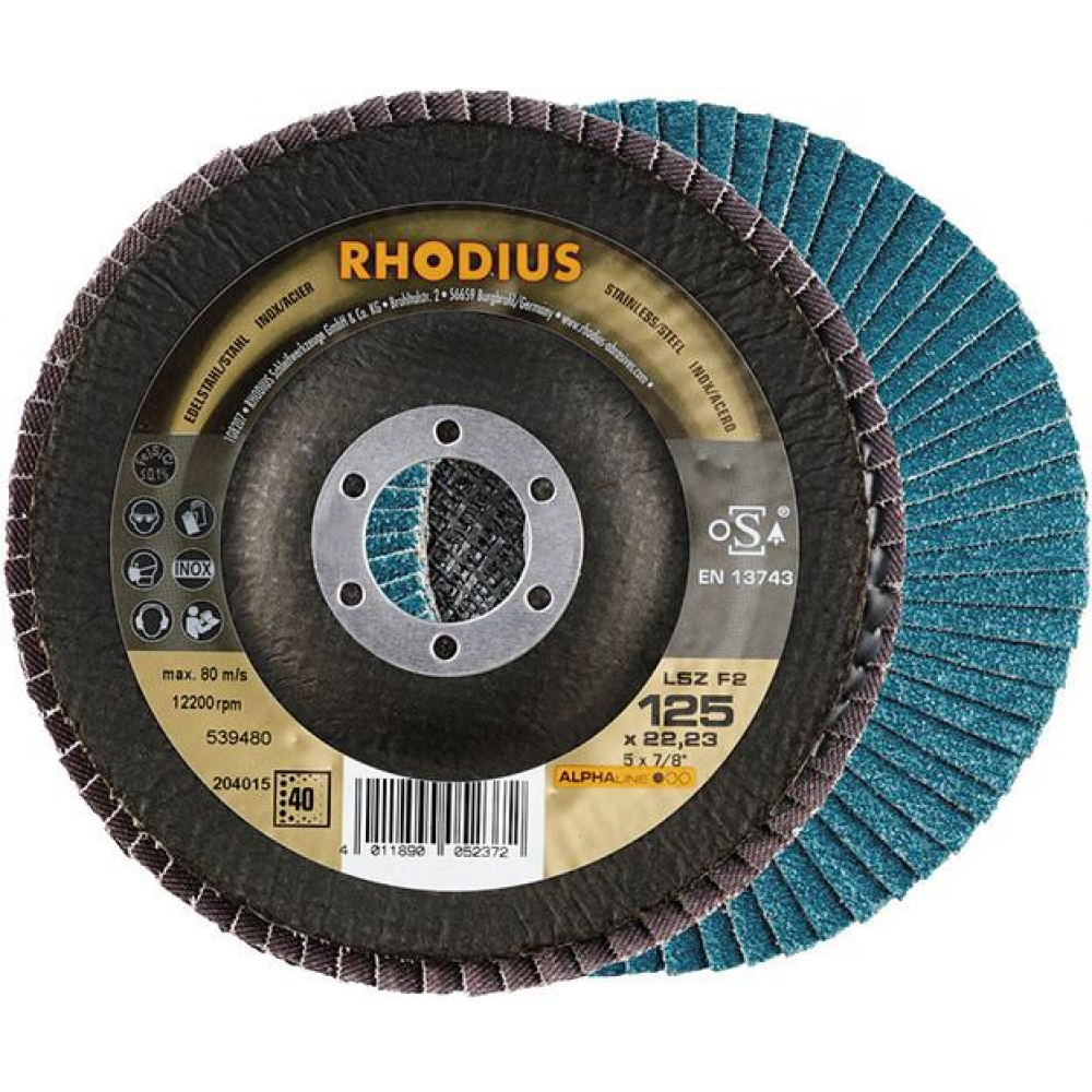 Fächerschleifscheibe LSZ F2, gewölbt F2125mm K 40 Rhodius