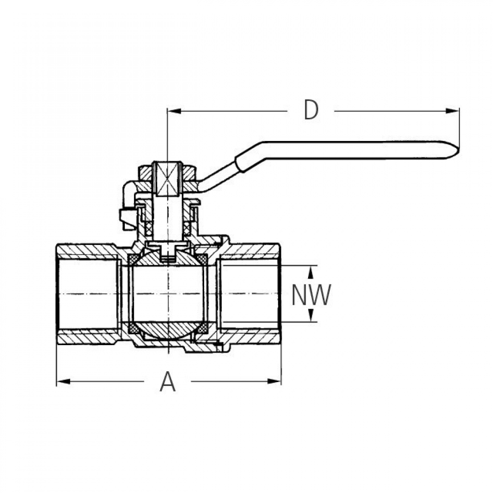 Kugelhahn Typ 7 mit Innengewinde 2 x IG G 1/2" MS Ni GEKA
