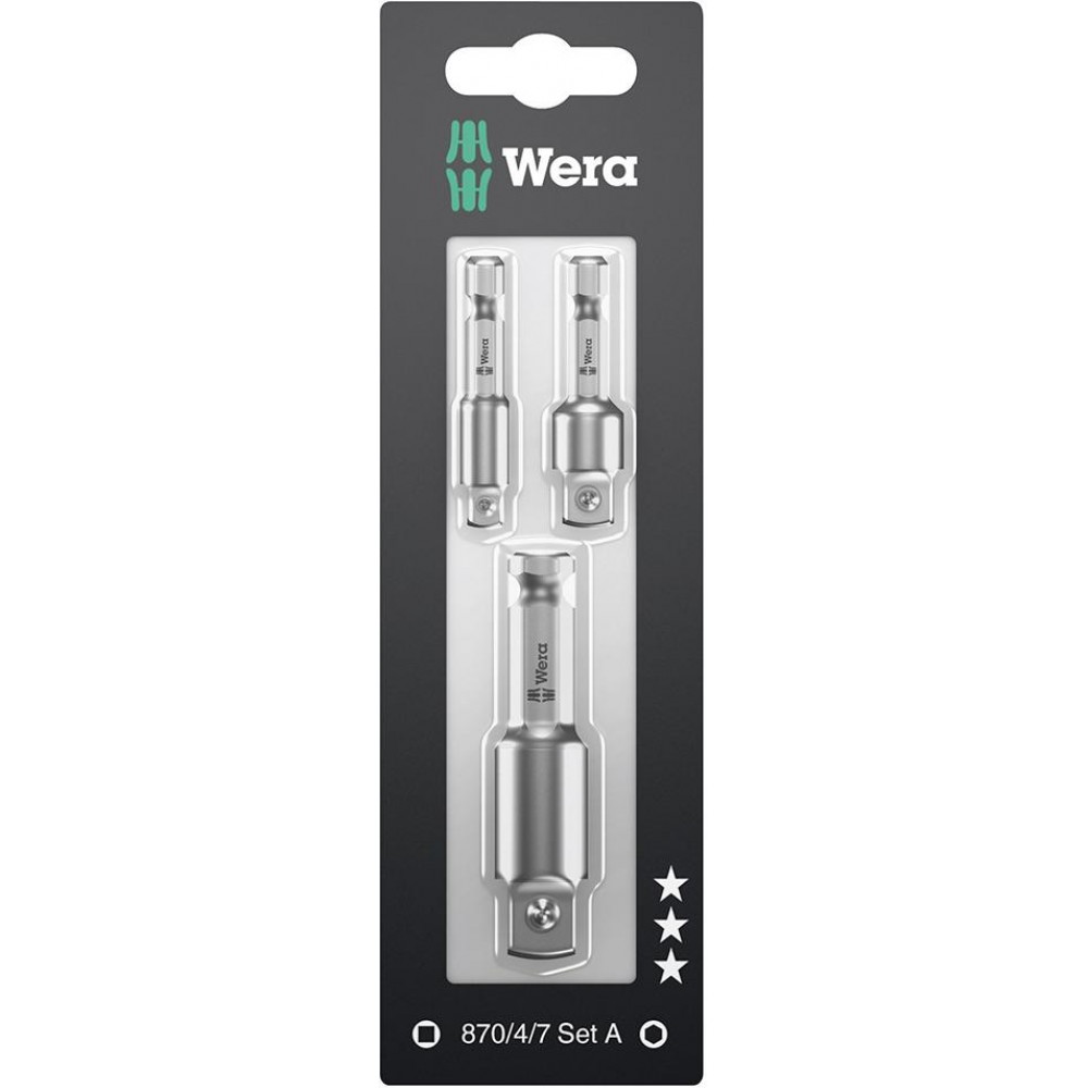 Verbindungsteil-Set, Nr. 870/4/7 Steckschlüsseladapter-Set1/4"-1/2" 3-teilig Wera