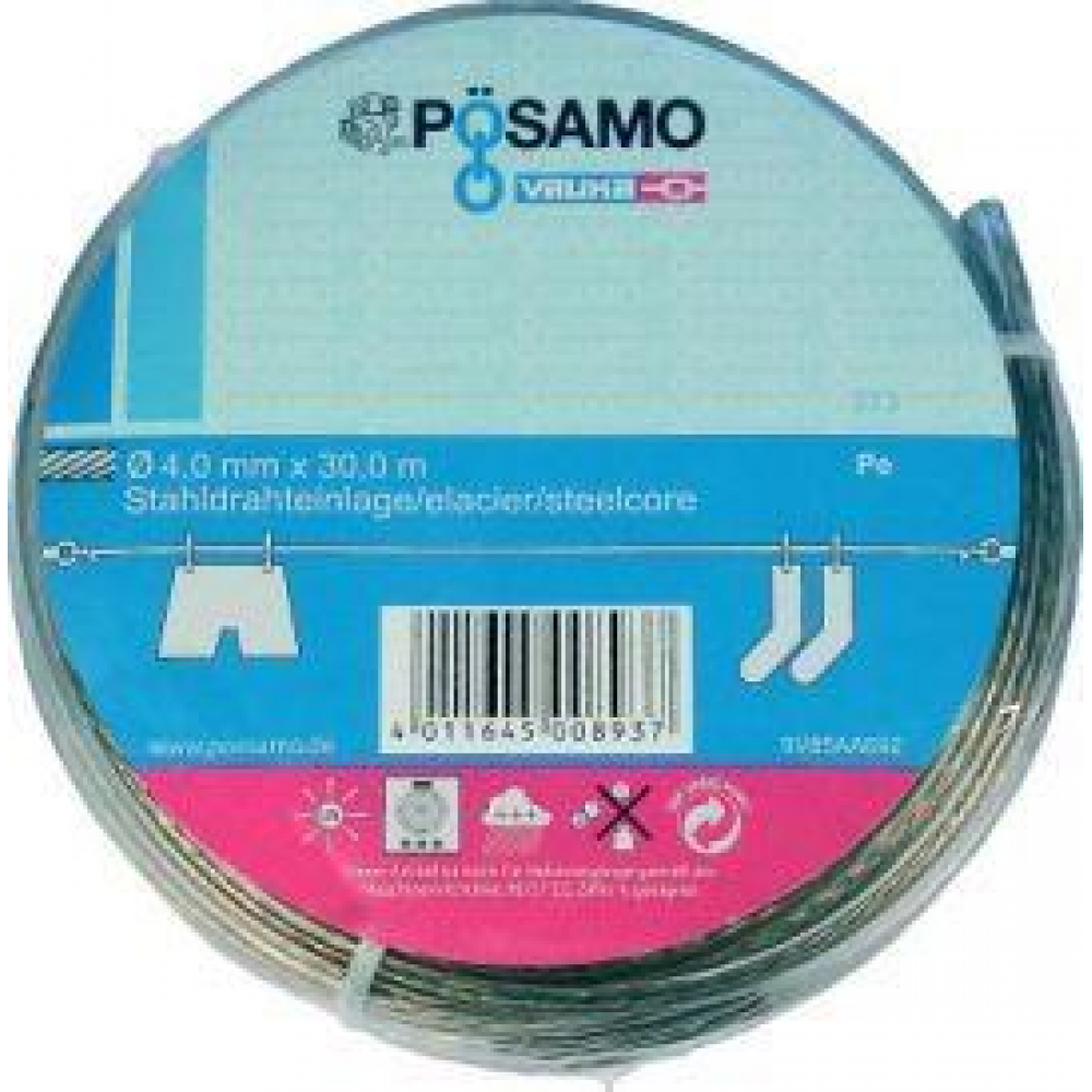 Drahtseil-Universalleine 4mmx30m PVC-ummantelt PÖSAMO