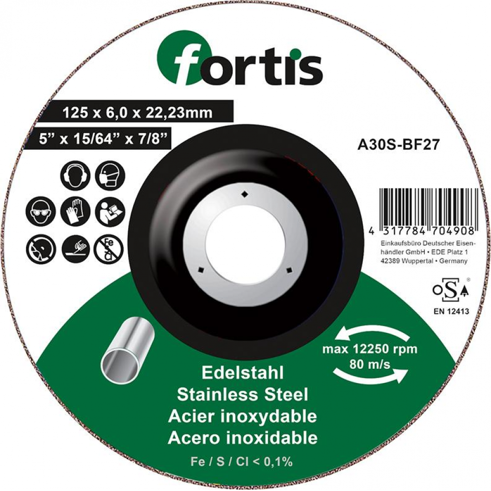 Schruppscheibe für Edelstahl 125 x 6,0mm FORTIS