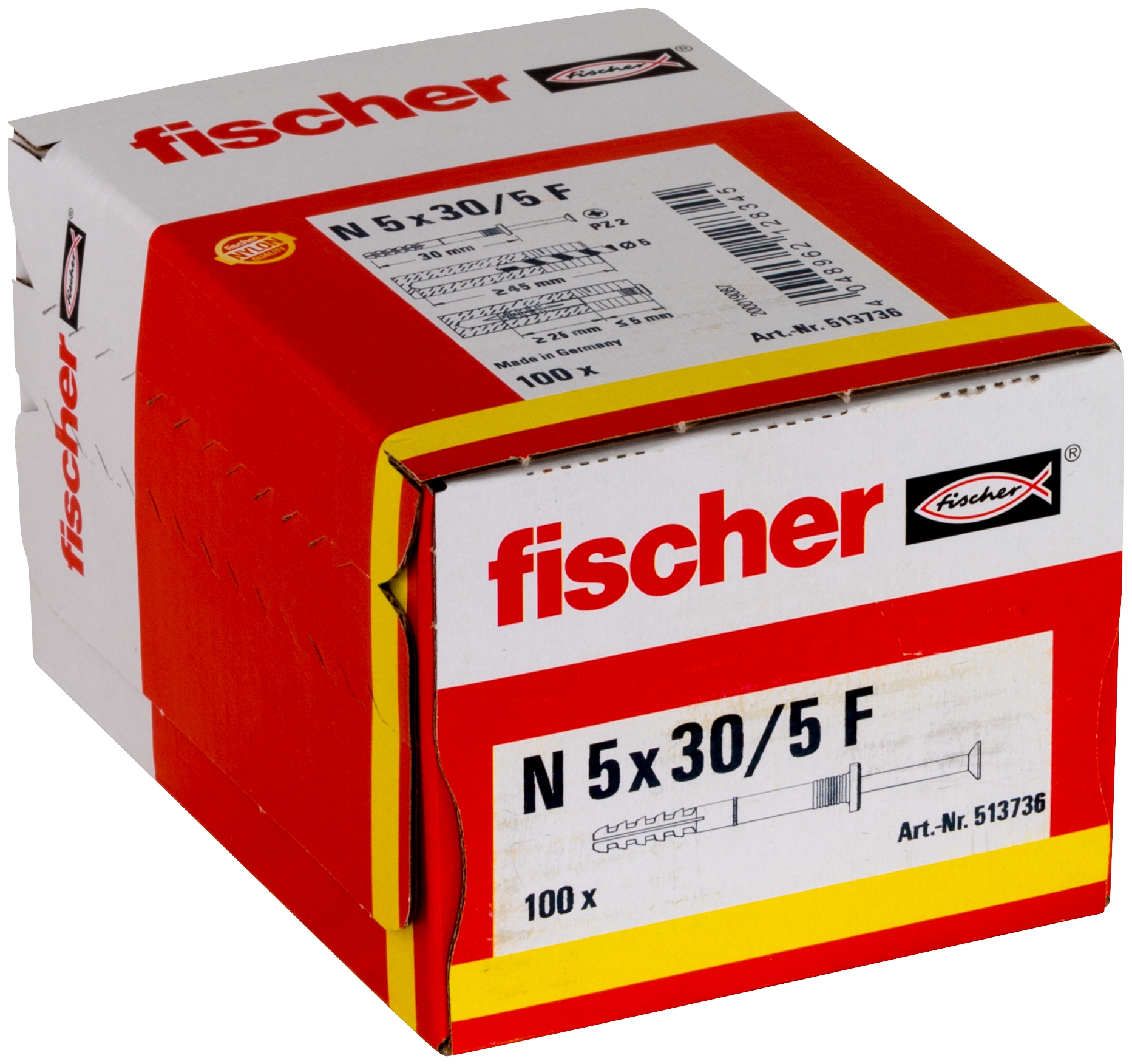 Fischer N 5 x 30/5 F (100). Der Schlagdübel mit Flachkopf für eine einfache, schnelle und wirtschaftliche Montage.